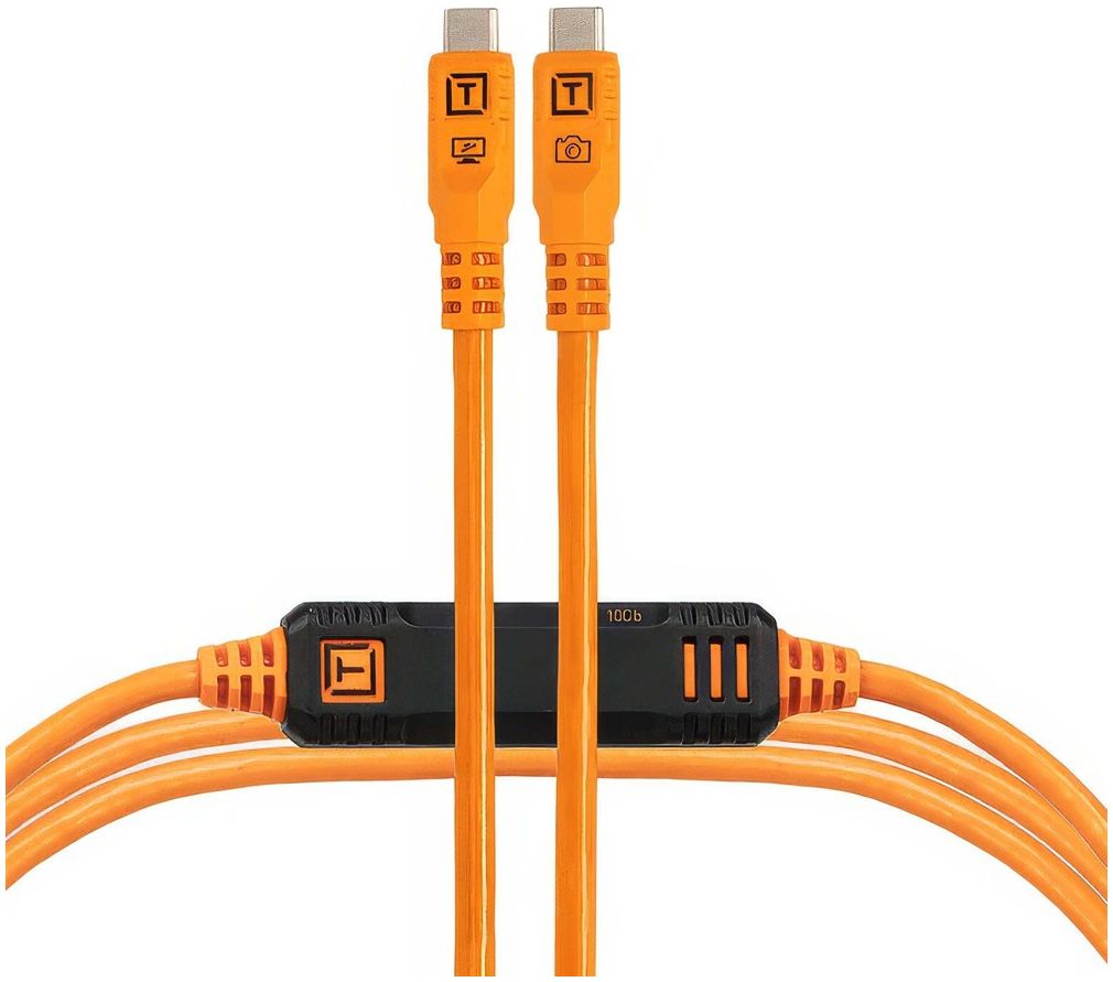 Tether Tools TetherPro Optima 10G USB-C, 15' (4,6m), orange droit