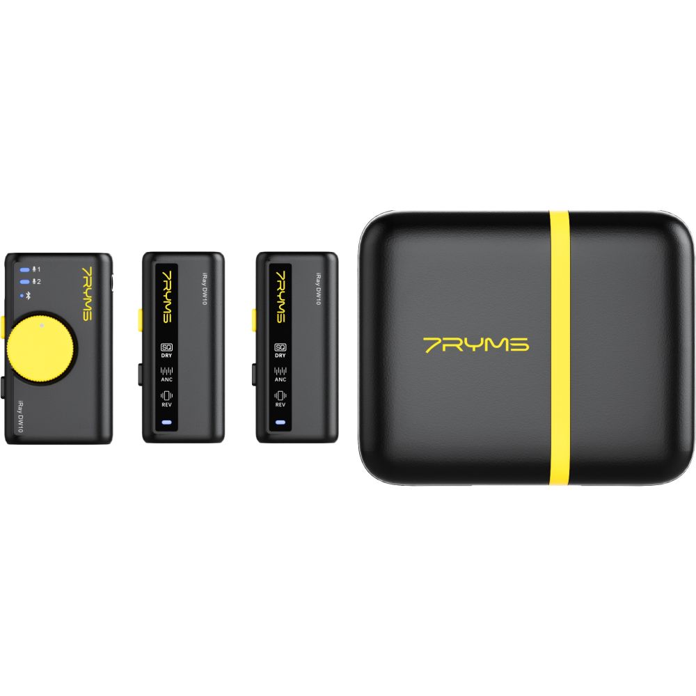 7RYMS Microphone sans fil iRay DW10 avec 2 émetteurs + étui, noir