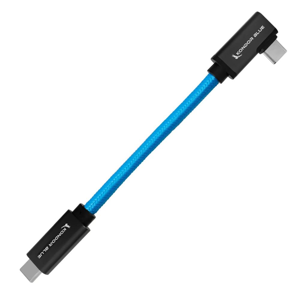 Kondor Câble bleu USB C vers USB C pour l'enregistrement et la charge des disques SSD - 8K (coudé) (5")
