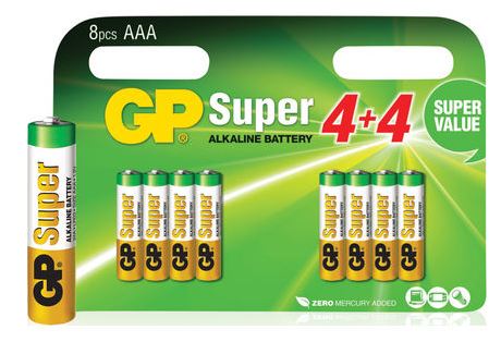 GP Alkaline Super AAA Battery 1.5V (8x)