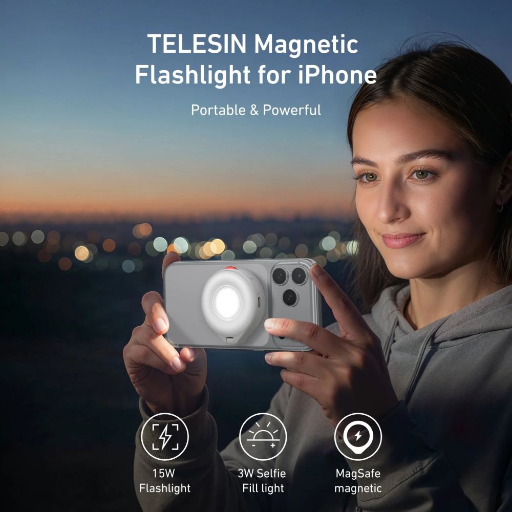 Lampe torche magnétique Telesin MagSafe - Titane