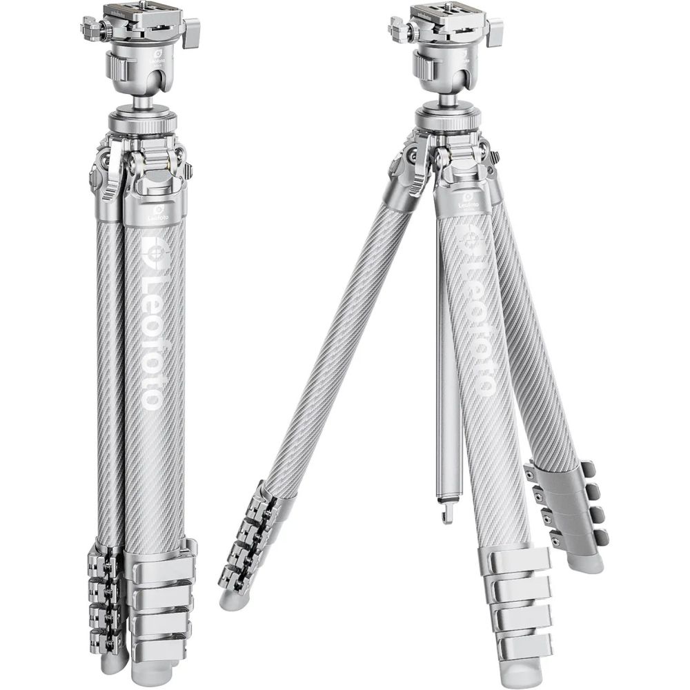 Trépied ultra-compact Leofoto série Azure AZ-235C+MBH-30, entièrement argenté