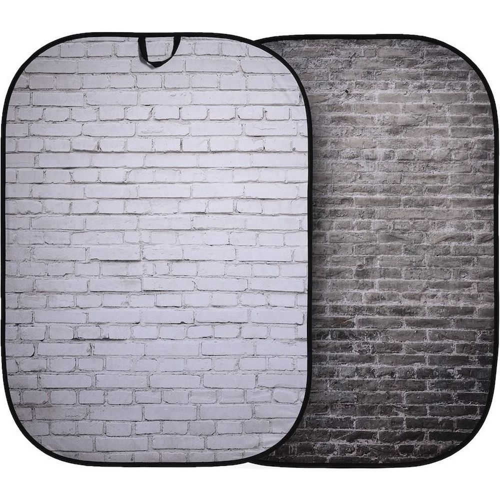 Manfrotto Toile de fond pliante Urban 1,5x2,1m peinte en blanc/gris industriel brique.