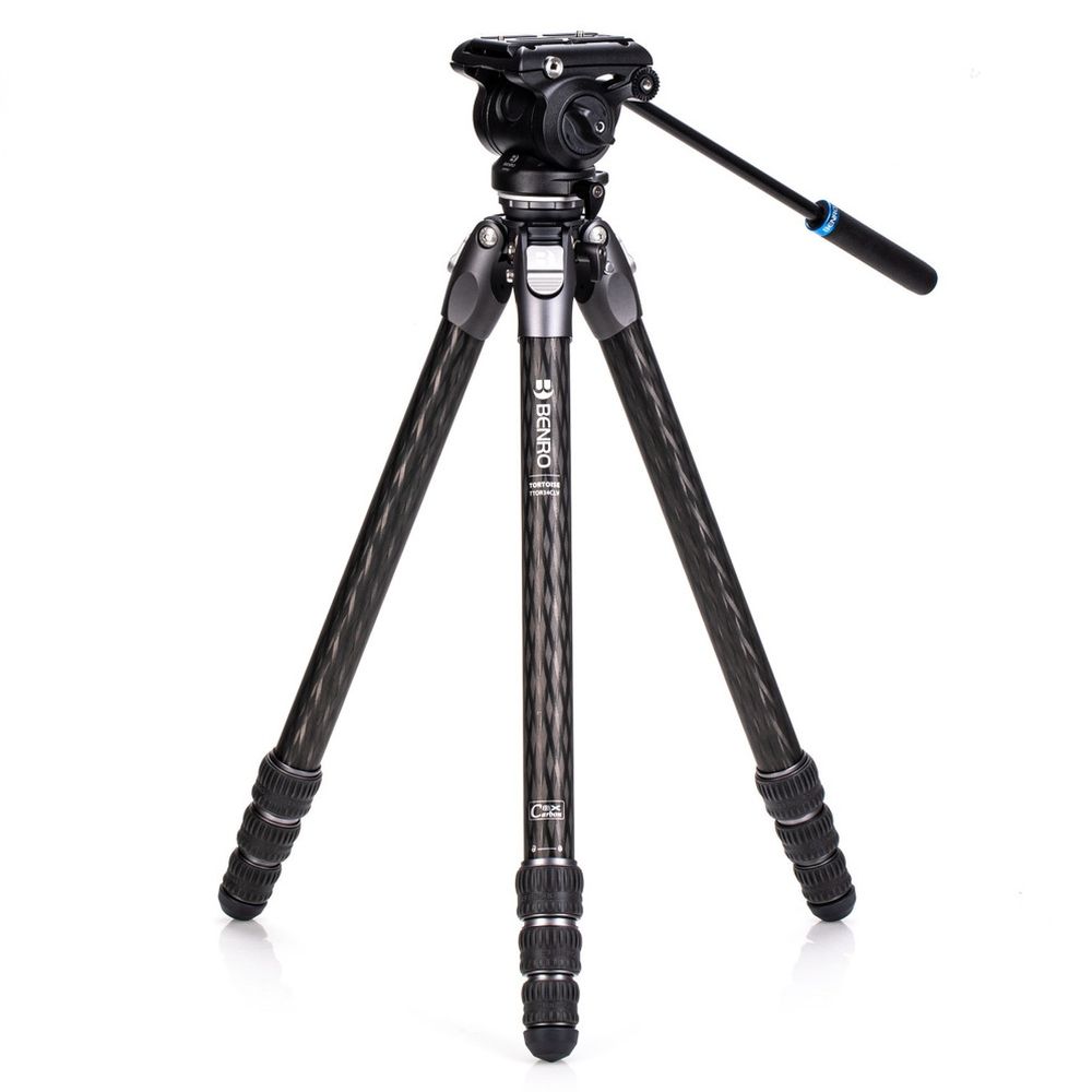 Trépied Benro Tortoise Carbon avec tête vidéo S4PRO, base de nivellement 34C