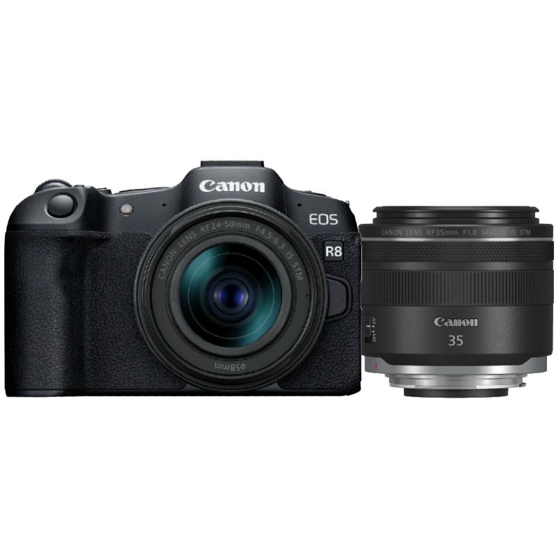 Canon EOS R8 + RF 24-50mm F/4.5-6.3 IS STM + RF 35mm F/1.8 IS Macro STM