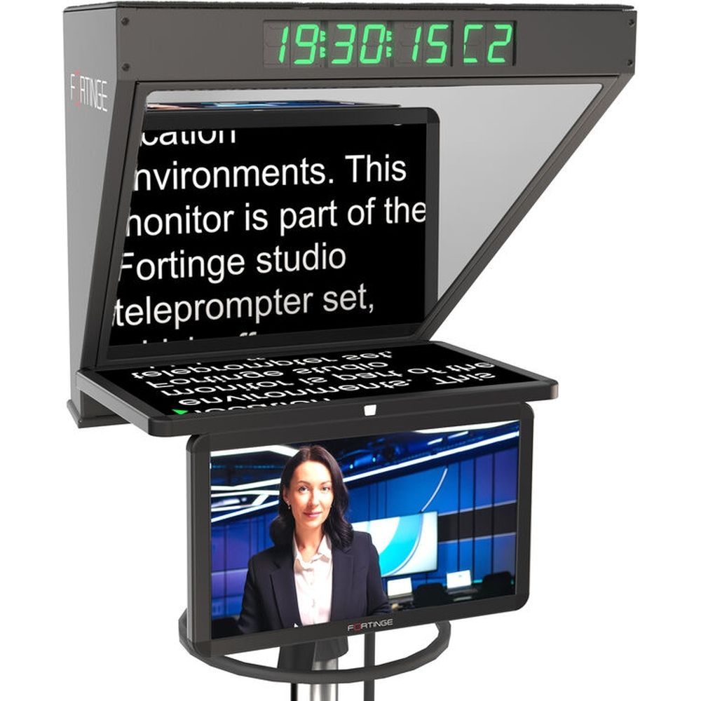 Téléprompteur de studio haute luminosité Fortinge ROBO 19-HB 19 pouces pour caméras PTZ