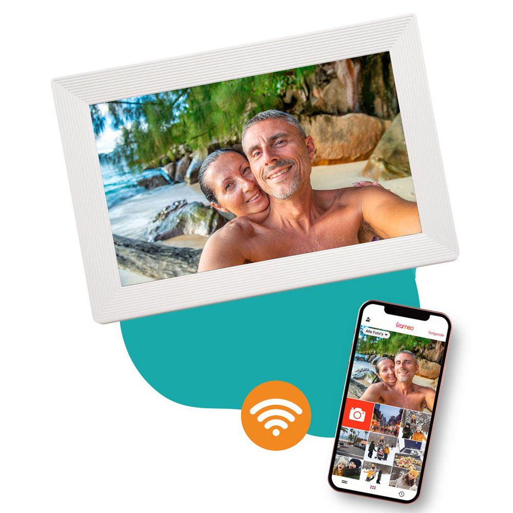 Pora&co Cadre photo numérique avec WiFi et application Frameo 10 pouces, blanc