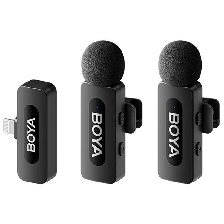 Boya BY-V2 V2.0 Microphone de Lavalier sans fil pour Lightning - 2 x TX et 1 x RX