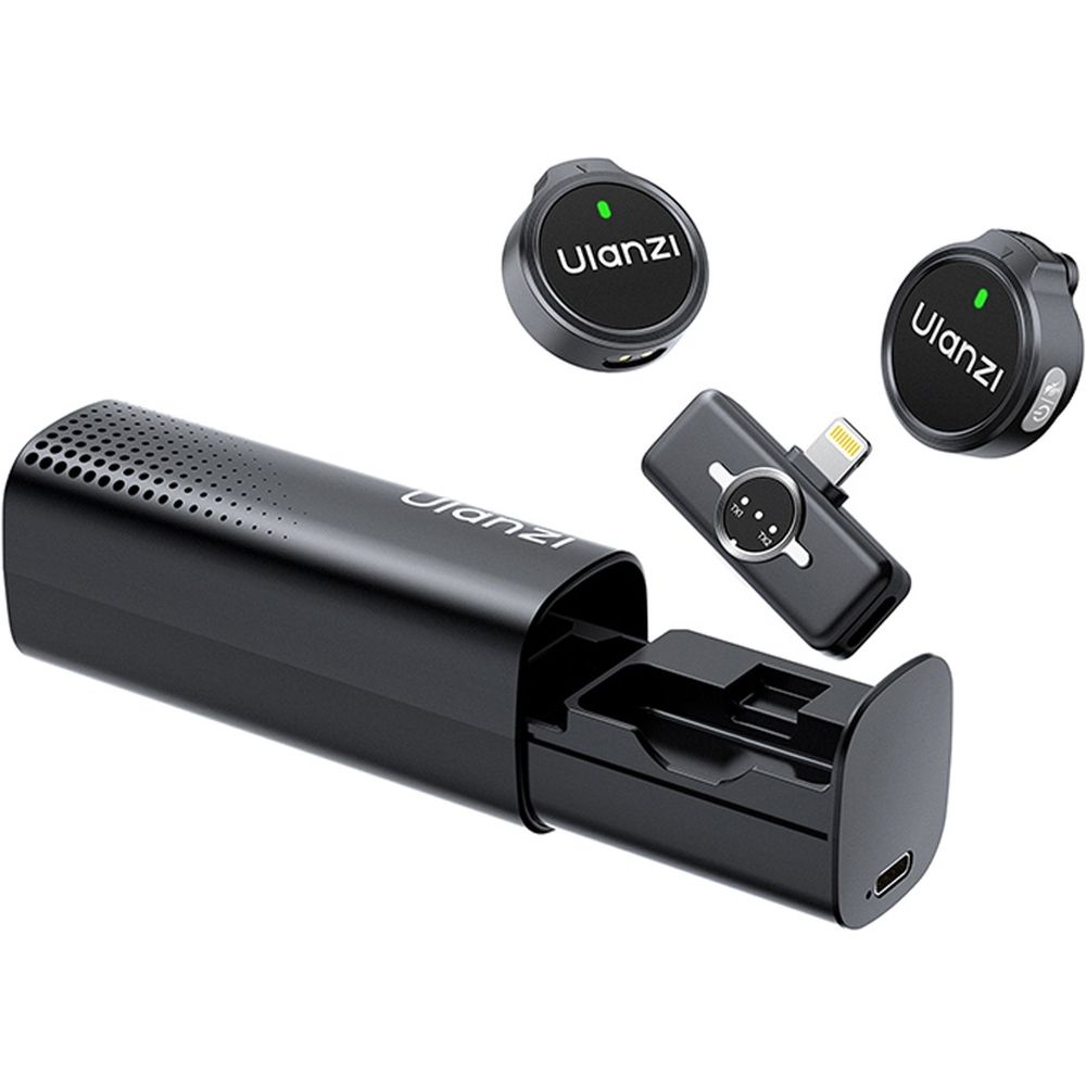 Ensemble microphone sans fil Ulanzi A21 + étui Lightning - Noir