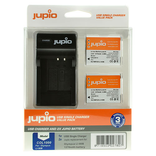 Jupio Kit avec 2x Batterie Li-90B/Li-92B 1270mAh + Chargeur USB
