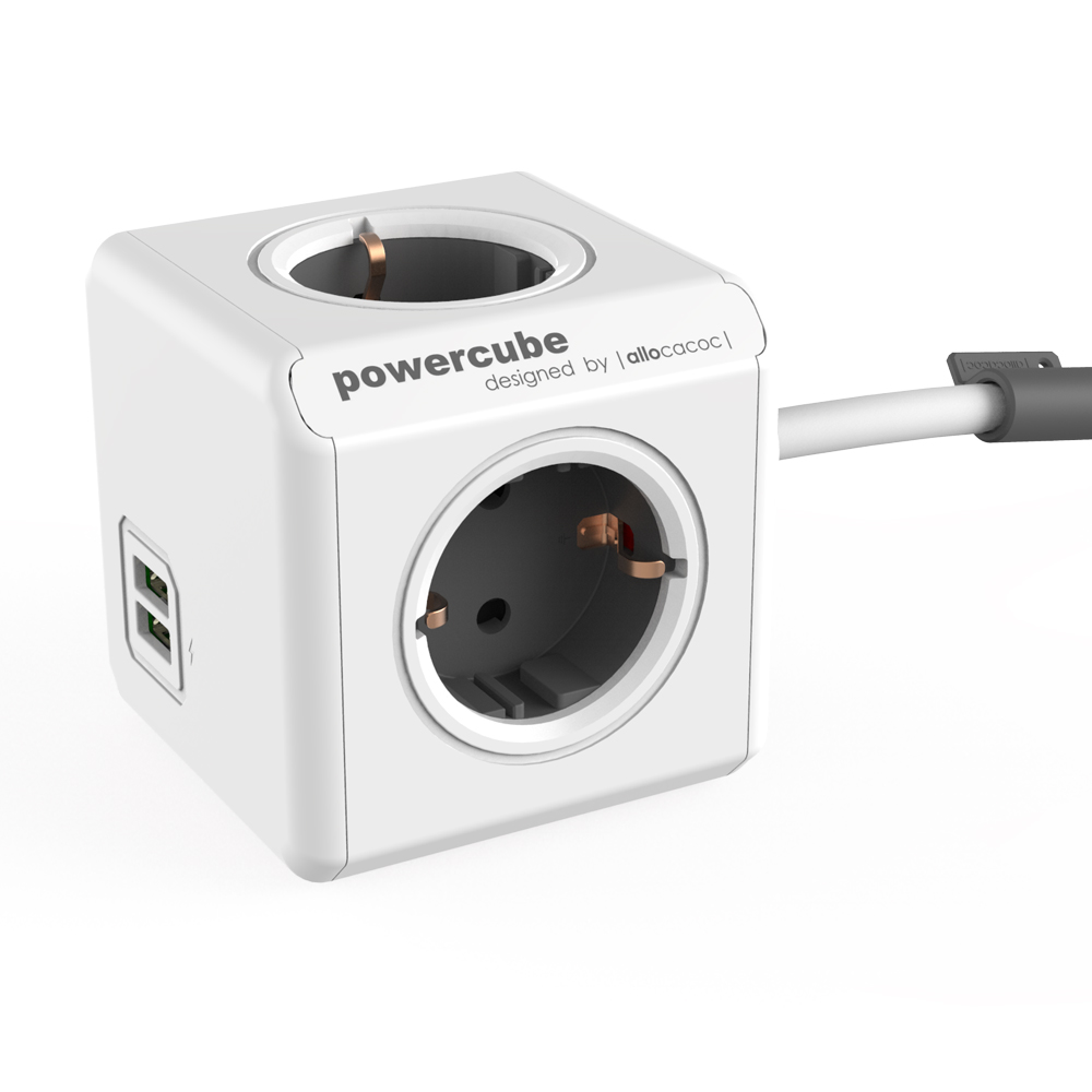 Rallonge Allocacoc PowerCube USB 1,5 m Gris