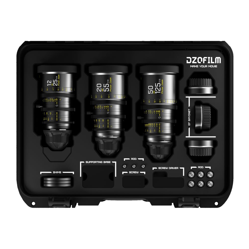 DZOFilm Kit d'objectifs Pictor Zoom 3 avec étui 12-25/20-55/50-125 T2.8 (noir)