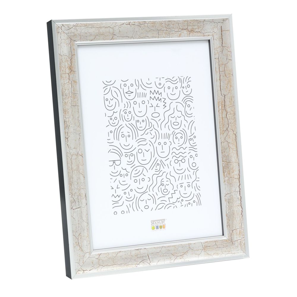 Deknudt Cadre photo en bois argenté avec finition craquelée brun foncé 18x24 S40JE9