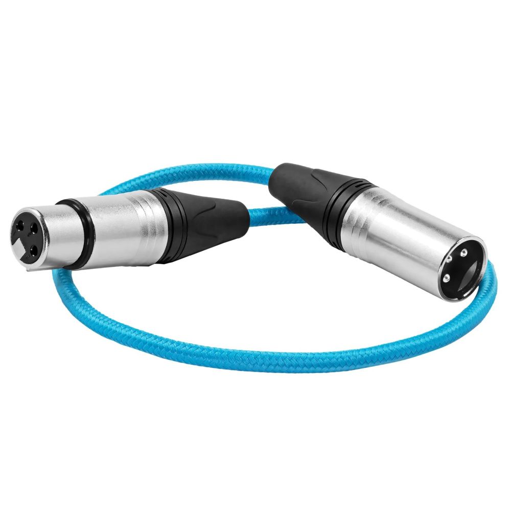 Câble audio Kondor Blue 18" XLR mâle vers XLR femelle pour les microphones de caméra