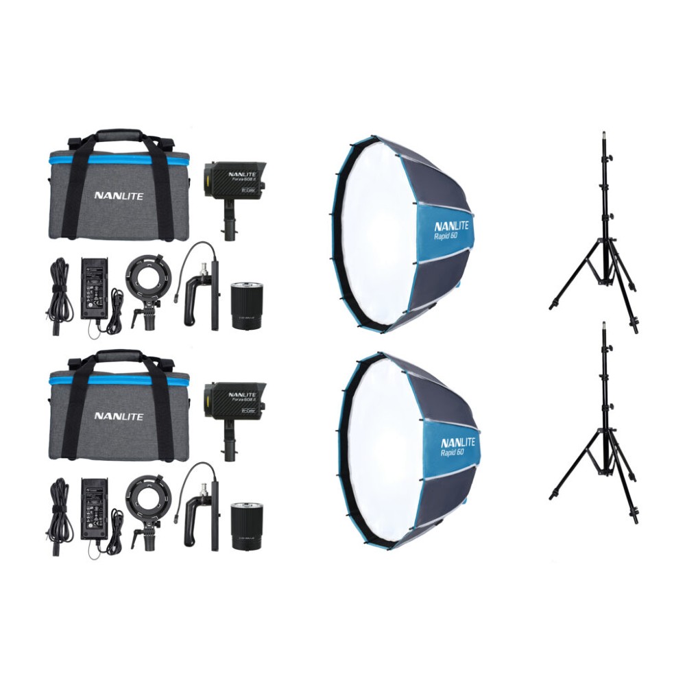Nanlite Forza 60B II Bi-color LED dual kit (avec stand d'éclairage et boîte à lumière)
