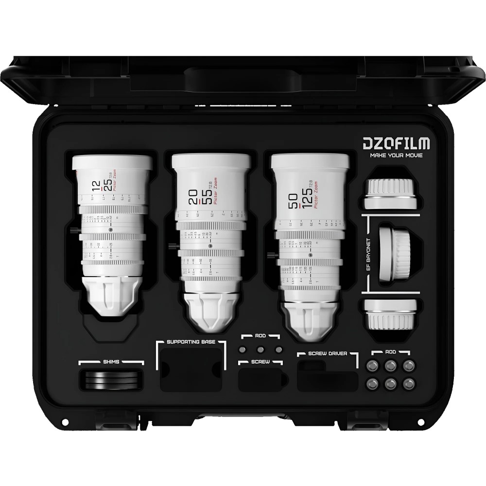 DZOFilm Pictor Zoom Kit 3 objectifs 12-25/20-55/50-125 T2.8 – Blanc