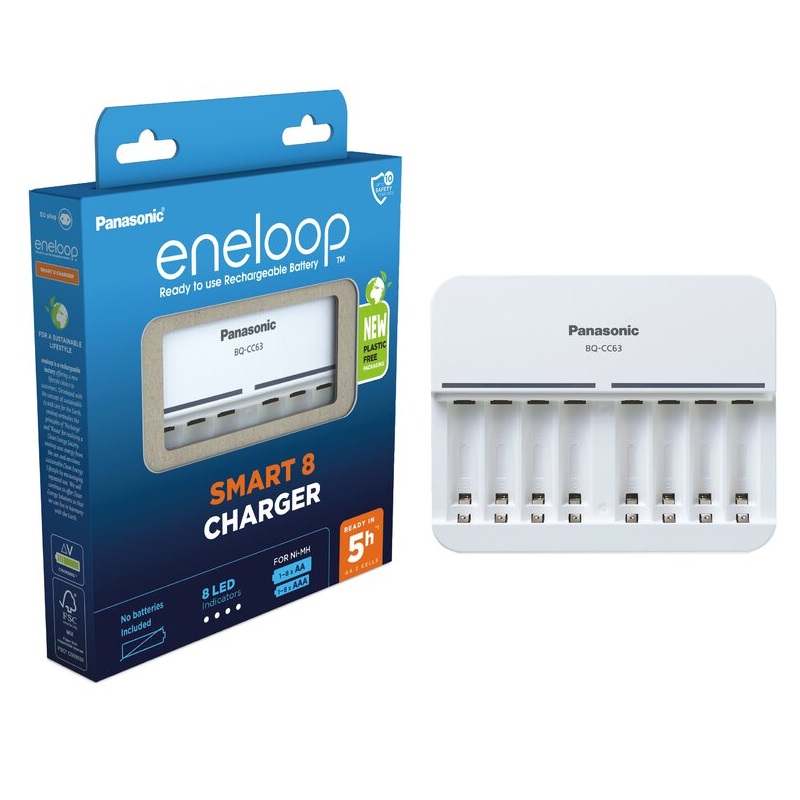 Chargeur Panasonic Eneloop CC63 8 cellules